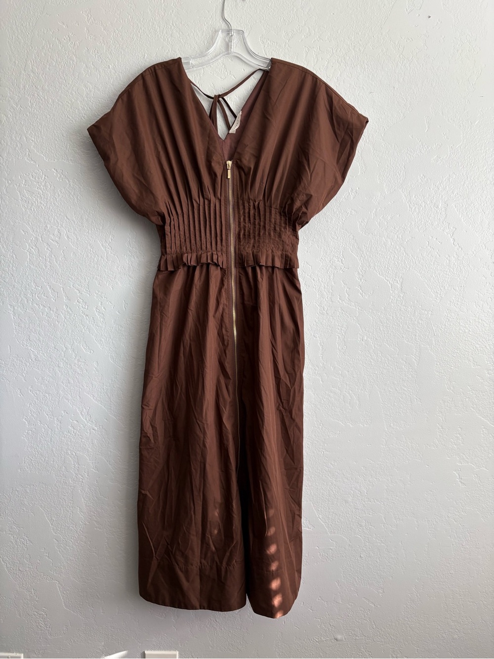 ❤️NEW entro Brown V-Neck Dress with Front Zip